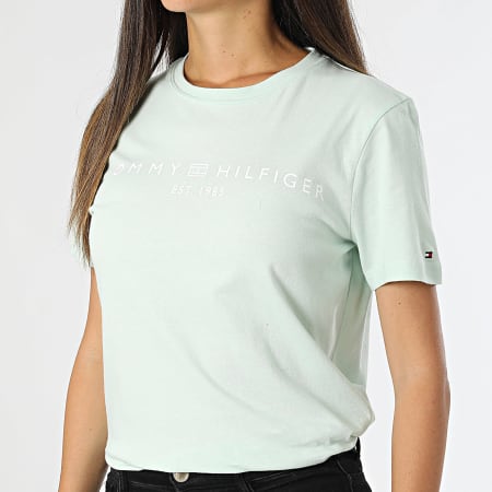 Tommy Hilfiger - Camiseta Mujer Corp Logo 0276 Verde Menta