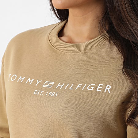 Tommy Hilfiger - Felpa girocollo donna Reg Corp Logo 9791 Cammello