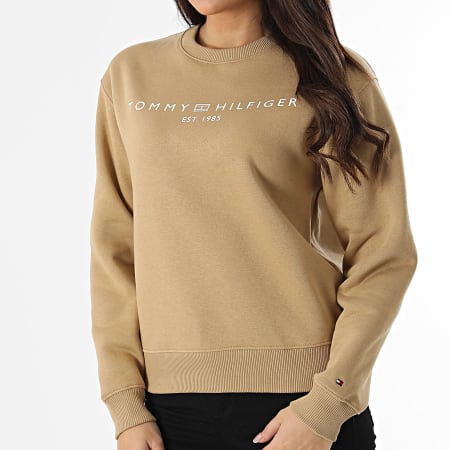 Tommy Hilfiger - Dames Crewneck Sweatshirt Reg Corp Logo 9791 Camel