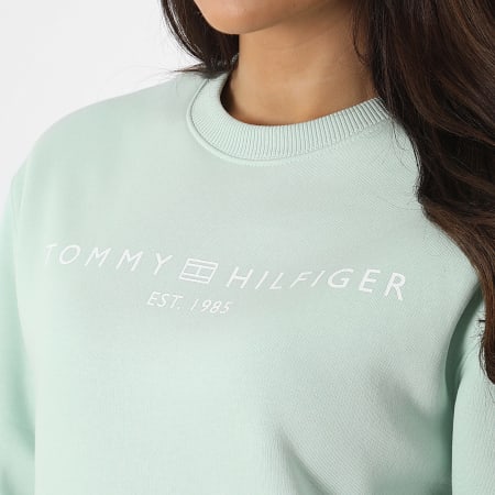 Tommy Hilfiger - Felpa a girocollo da donna Reg Corp Logo 9791 Verde chiaro