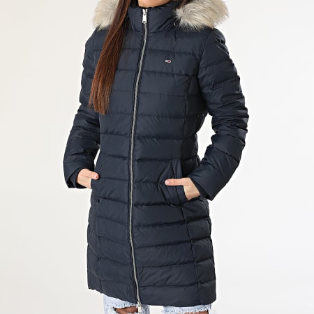 Tommy Jeans - Edredón con capucha de piel azul marino para mujer Essential 8864
