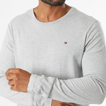 Tommy Hilfiger - Lot De 3 Tee Shirts Manches Longues Signature 3378 Blanc Bleu Marine Gris Chiné