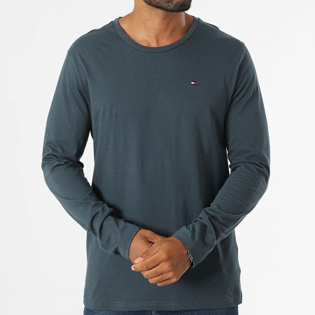 Tommy Hilfiger - Lot De 3 Tee Shirts Manches Longues Signature 3378 Blanc Bleu Marine Gris Chiné