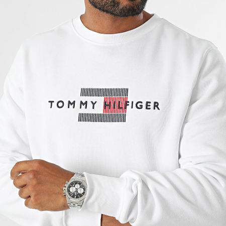 Tommy Hilfiger - Sudadera cuello redondo bandera bordada 5541 Blanco