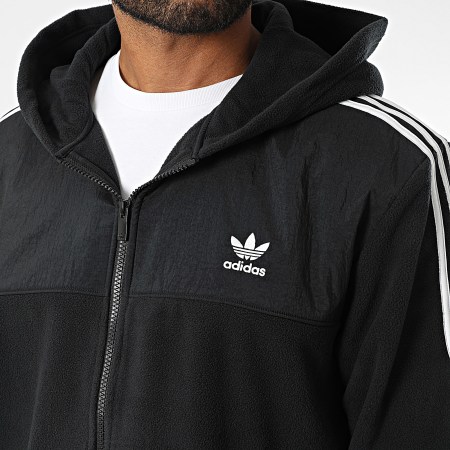 Adidas Originals - IZ4802 Fleece Stripe Zip Hoodie Zwart