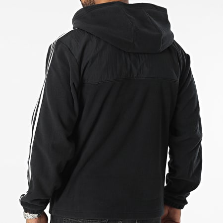 Adidas Originals - IZ4802 Sudadera con capucha a rayas y cremallera Negro