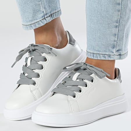 Cupsole Lace Up Piel 2217 Blanco Gris Neutro Zapatillas Mujer
