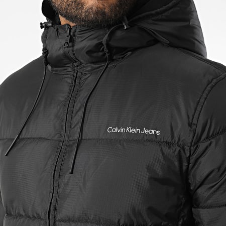 Calvin Klein - Doudoune Capuche Logo Tape Padded 0922 Noir