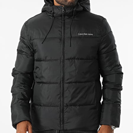 Calvin Klein - Doudoune Capuche Logo Tape Padded 0922 Noir
