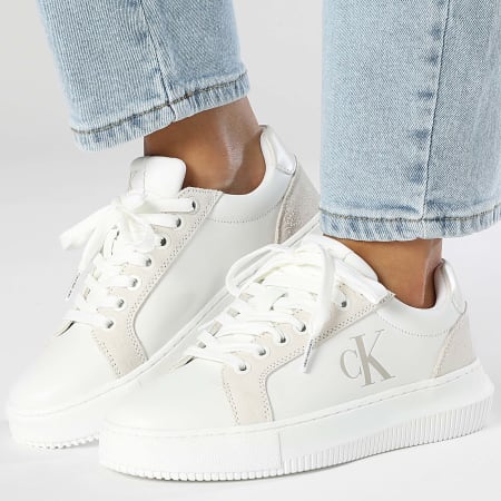 Calvin Klein - Donna Chunky Cupsole Leather 1614 Bright White Creamy White Sneakers