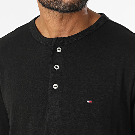 Tommy Hilfiger - Maglietta a maniche lunghe Slub Henley 6460 Nero