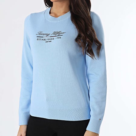 Tommy Hilfiger - Jersey de mujer Script Graphic 3204 Azul claro