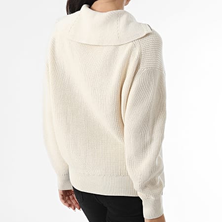 Tommy Hilfiger - Pull Col Roulé Zippé Femme Cardi Stitch 2141 Beige