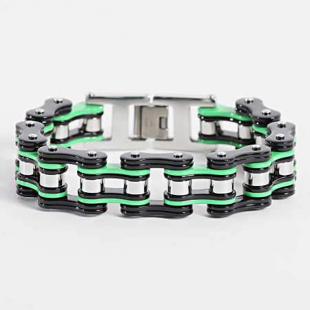 Frilivin - Pulsera Plata Negro Verde