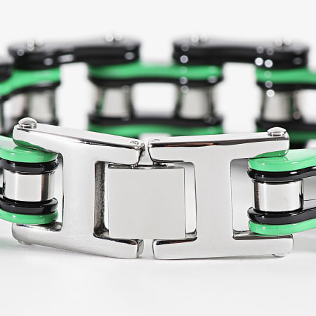 Frilivin - Zilveren Armband Zwart Groen