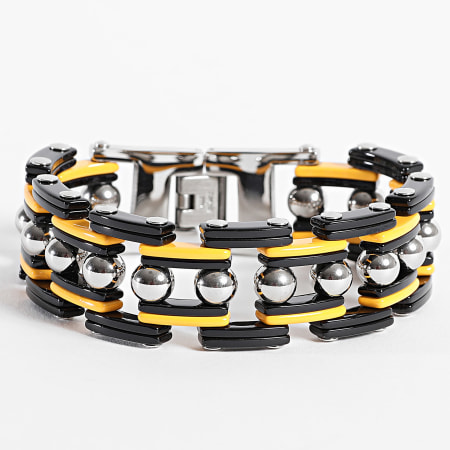 Frilivin - Pulsera Negro Amarillo Plata