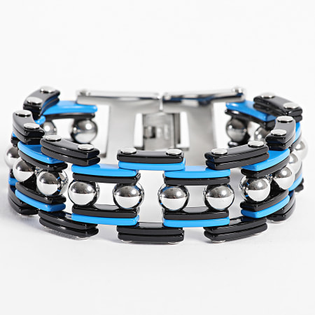 Frilivin - Pulsera Plata Negro Azul Real