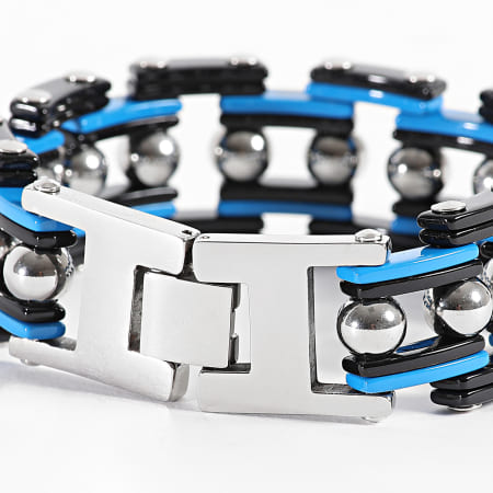 Frilivin - Pulsera Plata Negro Azul Real