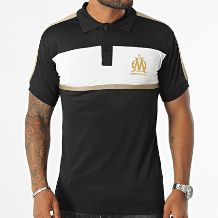 OM - Lifestyle M24029C Polo de rayas de manga corta Negro Oro