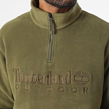 Timberland - Sudadera con cuello de cremallera y logotipo lineal A6Y5T Caqui Verde