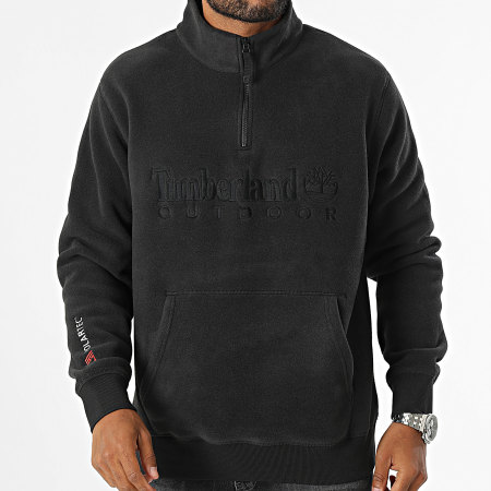 Timberland - Sudadera polar con logo lineal y cuello con cremallera A6Y5T Negro