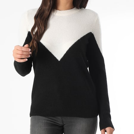 Vero Moda - Pull Femme Plaza Blanc Noir