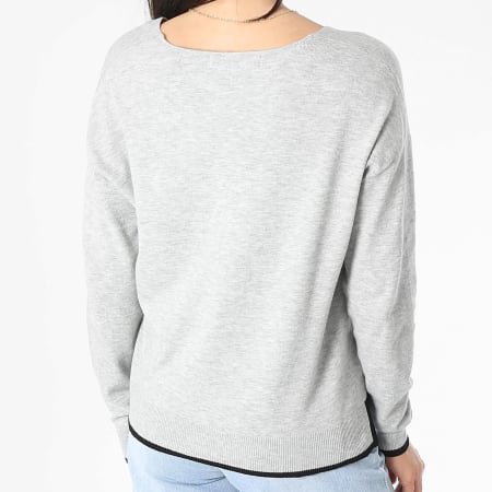 Vero Moda - Pull Col V Femme Breeze Gris Chiné