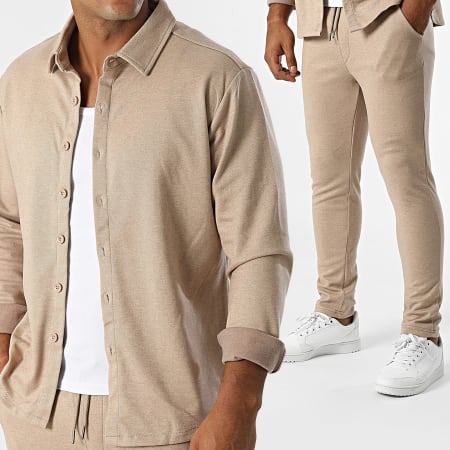 Zayne Paris  - Conjunto de sobrecamisa y pantalón beige