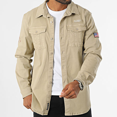 American People - Chan Beige Shirt Met Lange Mouwen