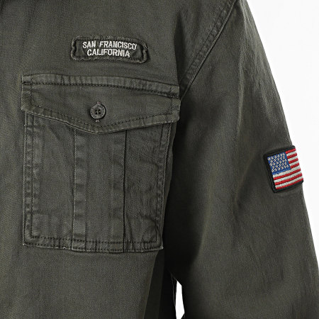 American People - Chan Lange Mouw Shirt Khaki Groen