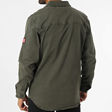 American People - Chan Lange Mouw Shirt Khaki Groen