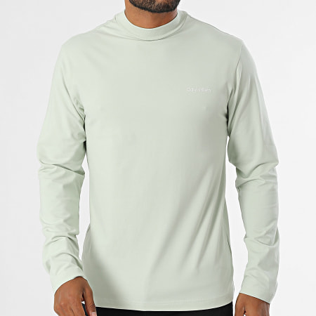 Calvin Klein - Camiseta Manga Larga Micro Logo Mock Neck 0179 Verde Agua