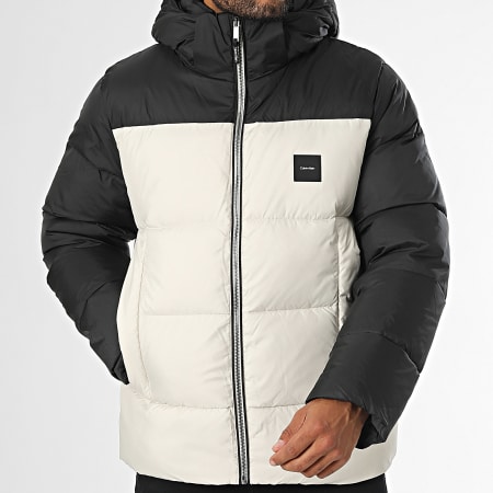 Calvin Klein - Doudoune Capuche Hooded Quilt Color Block 4384 Beige Noir