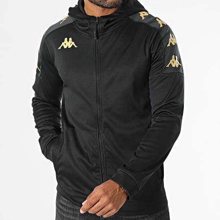 Kappa - Grevolo 311F5FW Chaqueta de rayas con capucha y cremallera Negro Oro