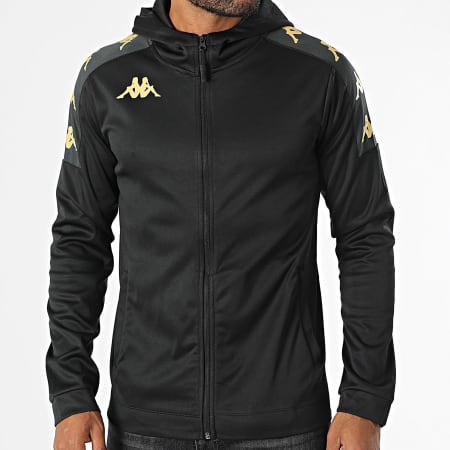 Kappa - Grevolo 311F5FW Chaqueta de rayas con capucha y cremallera Negro Oro