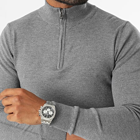 KZR - Maglione con collo a zip grigio Heather