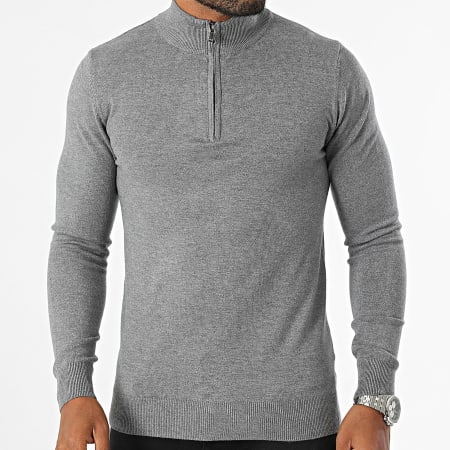 KZR - Maglione con collo a zip grigio Heather