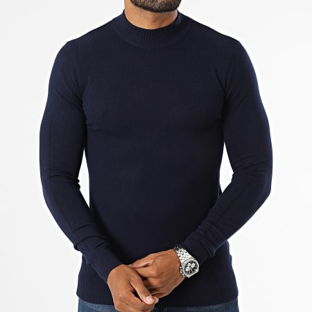 KZR - Maglione blu navy con collo a imbuto