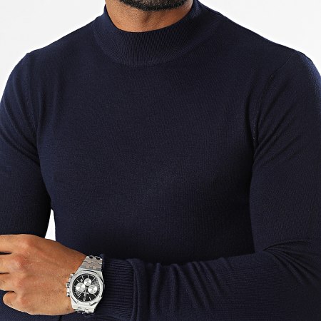 KZR - Maglione blu navy con collo a imbuto