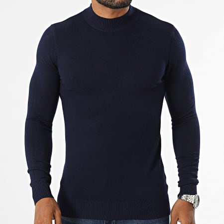 KZR - Maglione blu navy con collo a imbuto