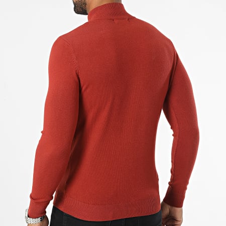 KZR - Jersey con cuello de cremallera rojo ladrillo