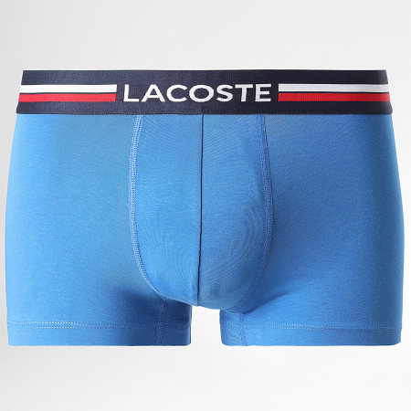Lacoste - Lot De 3 Boxers Logo Brodé Crocodile Bleu Clair Bleu Roi Bleu Marine