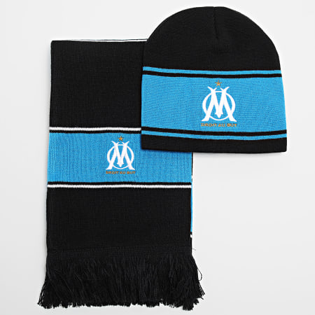 OM - HCM109 Zwart Lichtblauwe Sjaal En Beanie Set