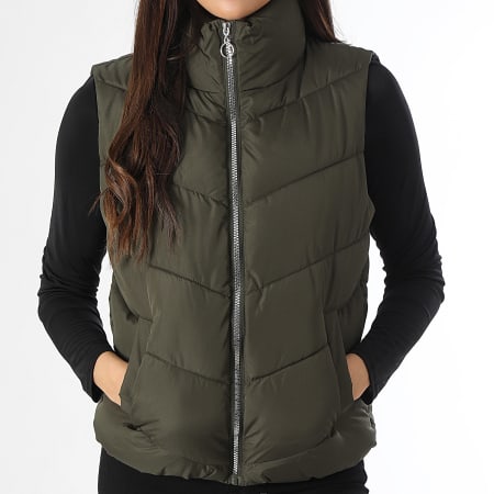 Only - Doudoune Sans Manches Femme Finno Vert Kaki