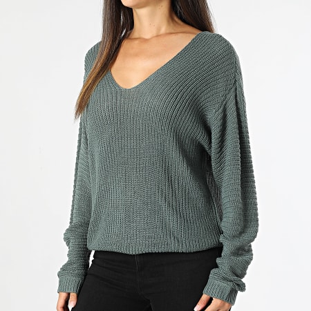 Only - Pull Col V Femme Justy Maya Vert Clair