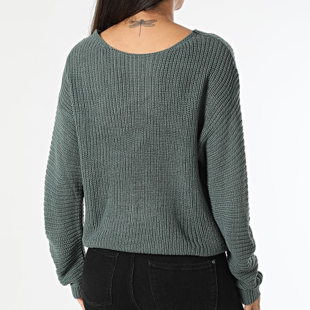 Only - Pull Col V Femme Justy Maya Vert Clair