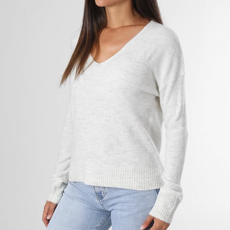 Only - Nora Maglione donna con scollo a V Beige chiaro Heather