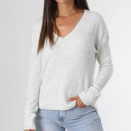 Only - Nora Maglione donna con scollo a V Beige chiaro Heather