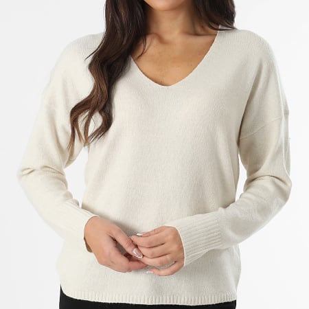 Only - Rica Life Jersey Cuello V Mujer Beige