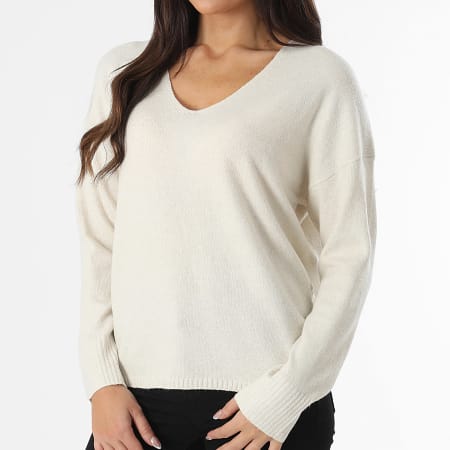 Only - Rica Life Jersey Cuello V Mujer Beige